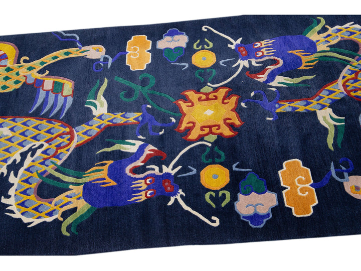 Vintage Peking Chinese Wool Rug 3 X 8