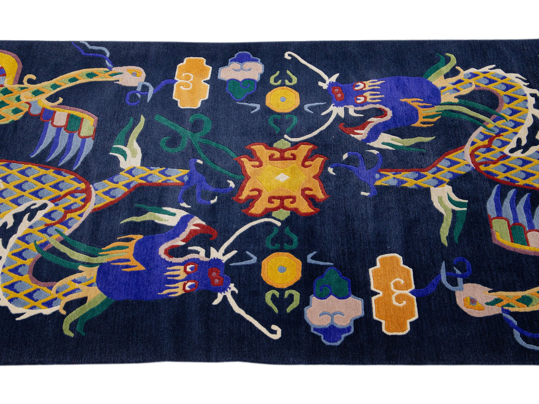 Vintage Peking Chinese Wool Rug 3 X 8