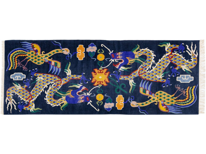 Vintage Peking Chinese Wool Rug 3 X 8