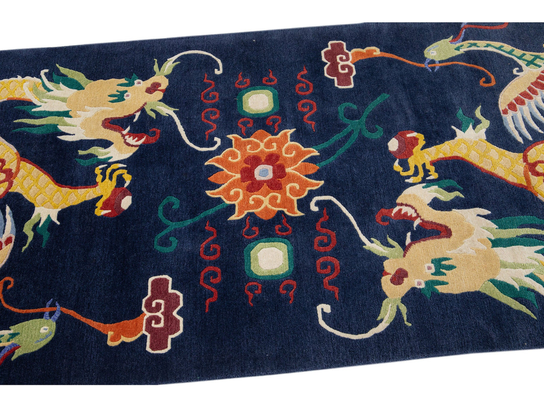 Vintage Peking Chinese Wool Rug 3 X 8