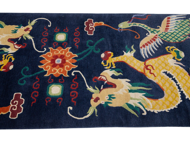 Vintage Peking Chinese Wool Rug 3 X 8