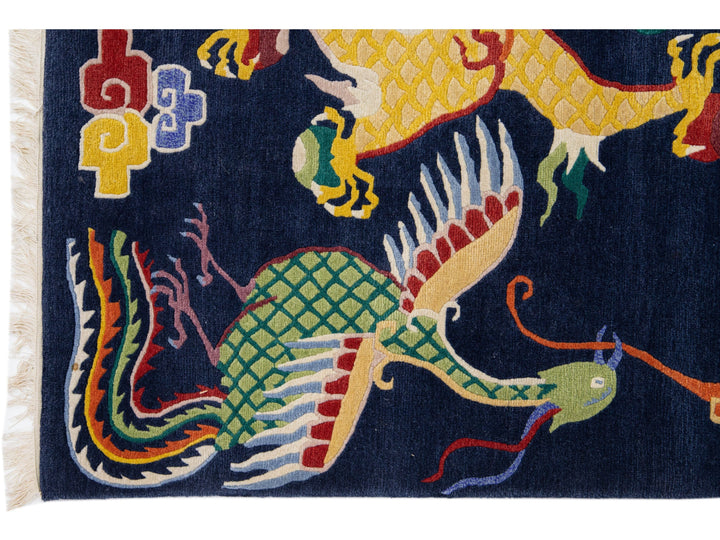 Vintage Peking Chinese Wool Rug 3 X 8