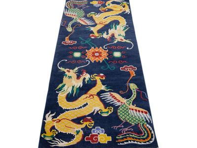 Vintage Peking Chinese Wool Rug 3 X 8
