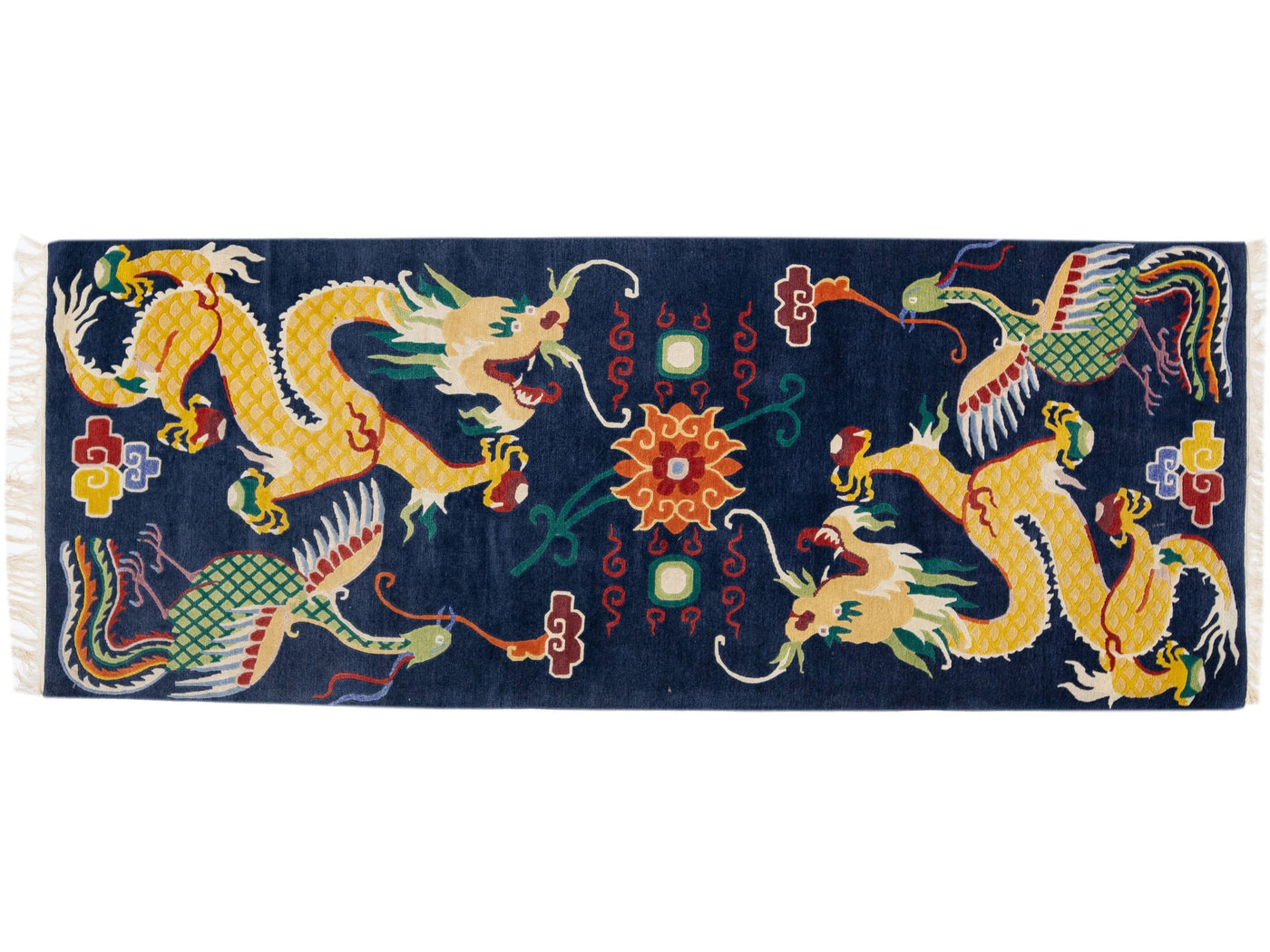 Vintage Peking Chinese Wool Rug 3 X 8