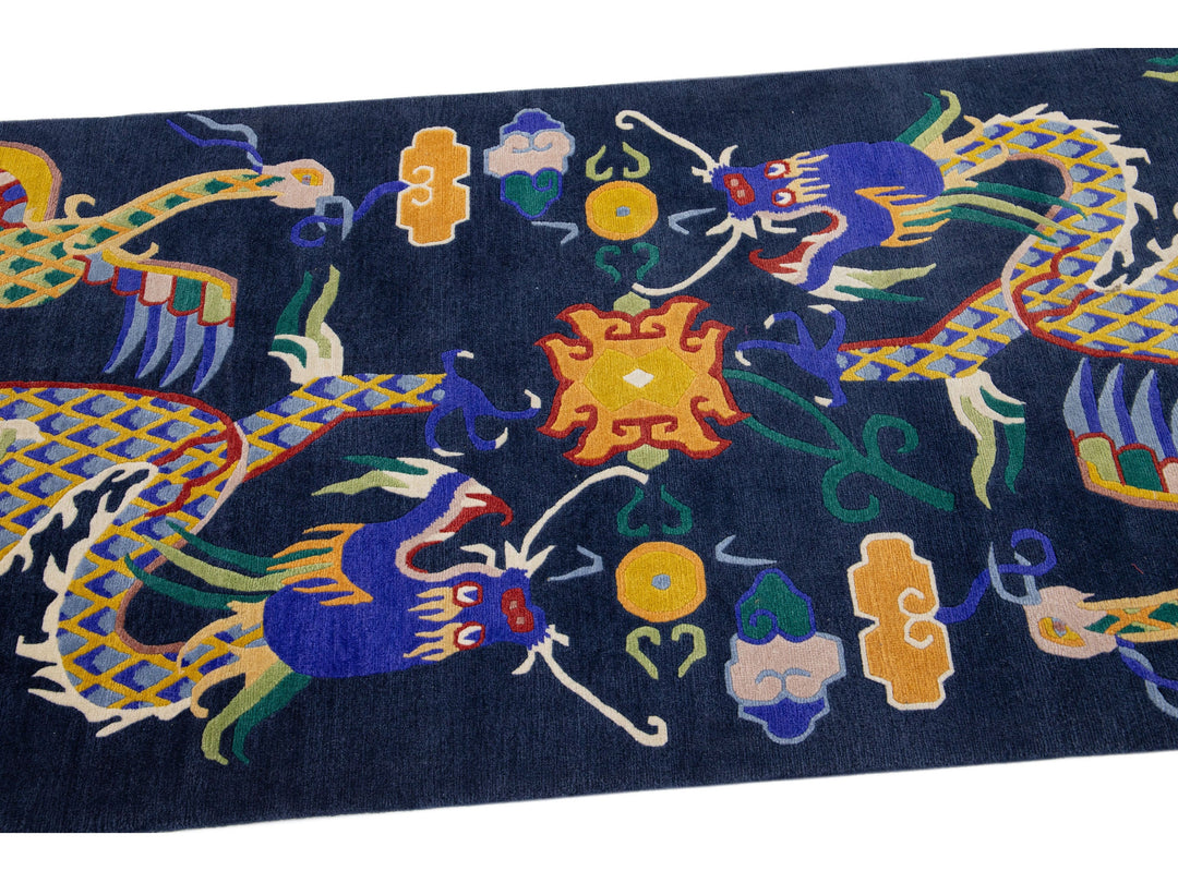 Vintage Peking Chinese Wool Rug 3 X 8