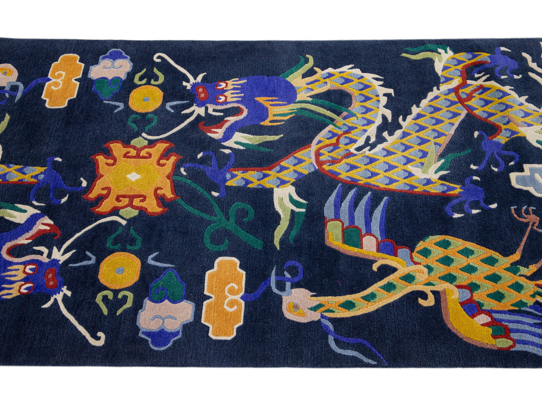 Vintage Peking Chinese Wool Rug 3 X 8