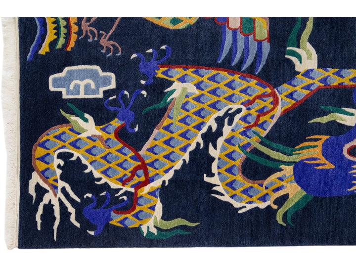 Vintage Peking Chinese Wool Rug 3 X 8