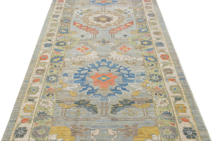 Modern Sultanabad Wool Runner 4 X 21