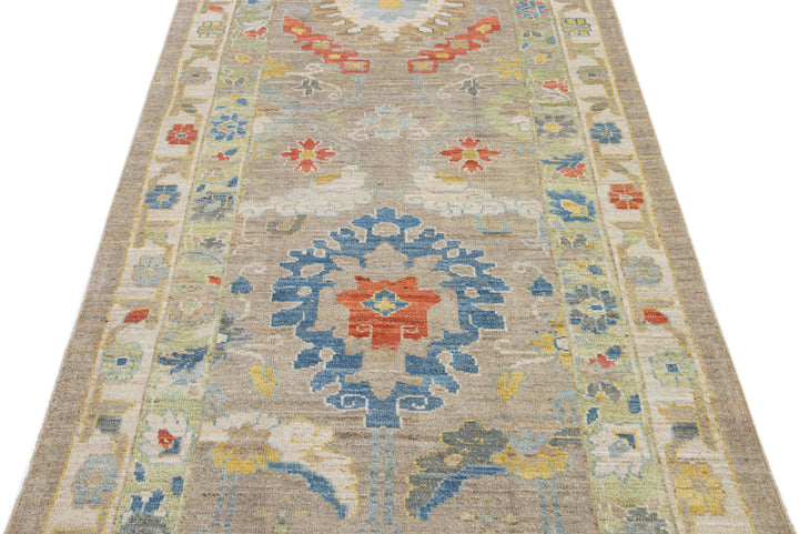 Modern Sultanabad Wool Runner 4 X 23