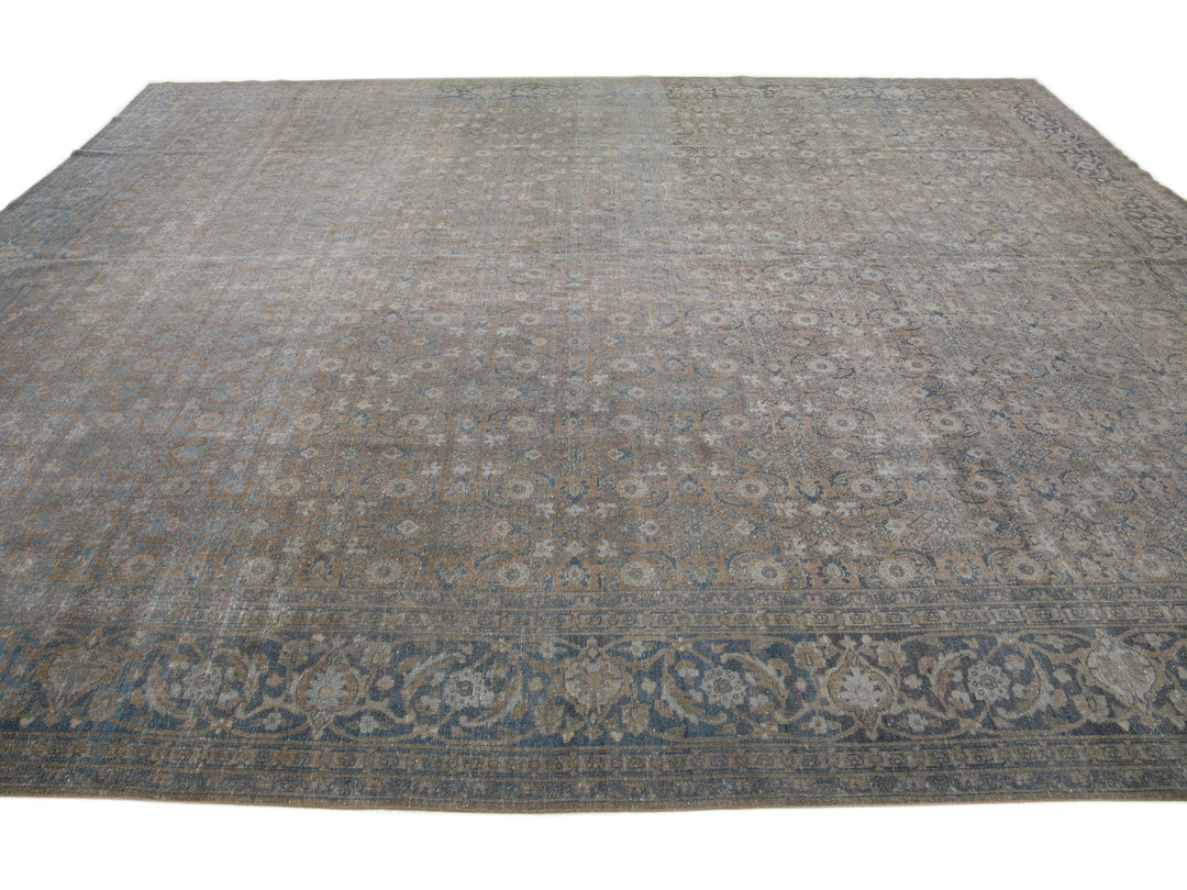 Antique Tabriz Wool Rug 12 X 15