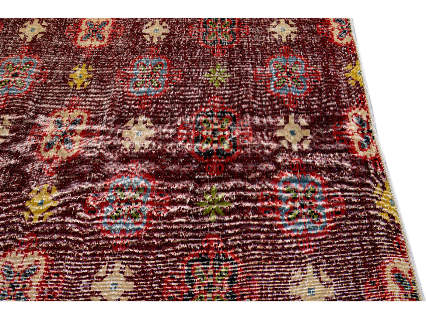 Vintage Turkish Deco Wool Rug 6 X 8
