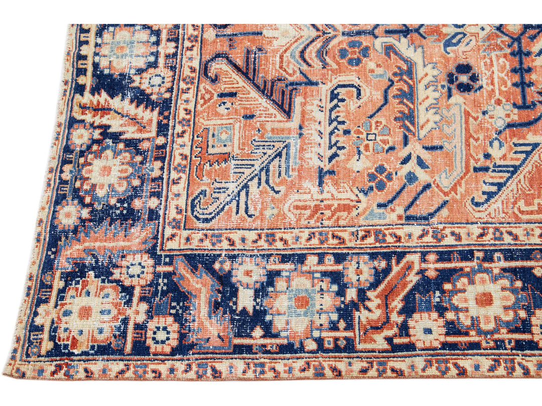 Antique Heriz Wool Rug 7 X 10