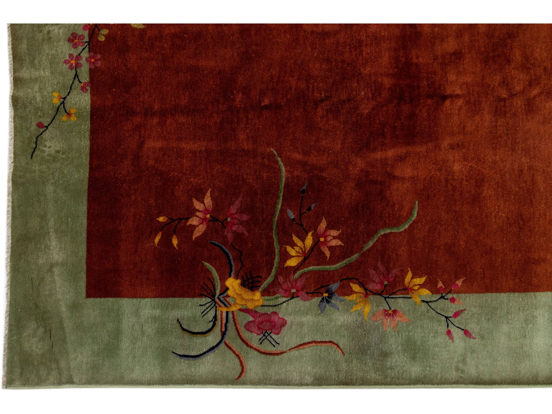 Antique Chinese Art Deco Wool Rug 9 X 12