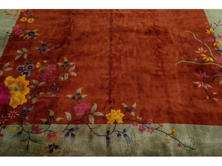 Antique Chinese Art Deco Wool Rug 9 X 12