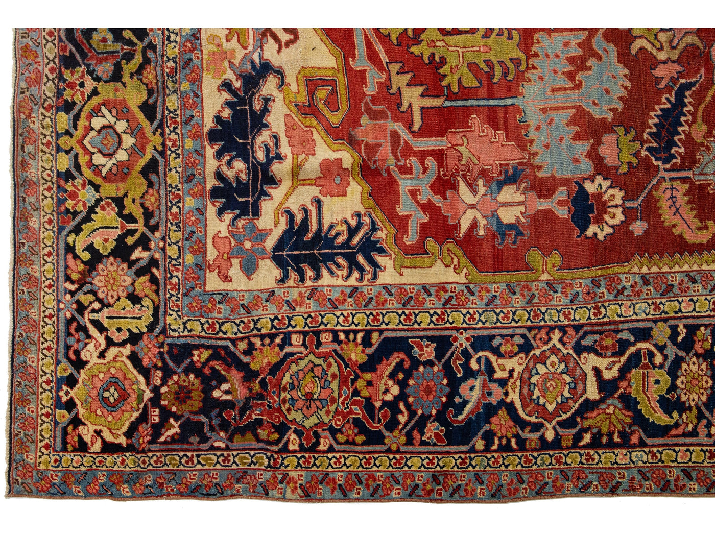 Antique Heriz Wool Rug 9 X 13