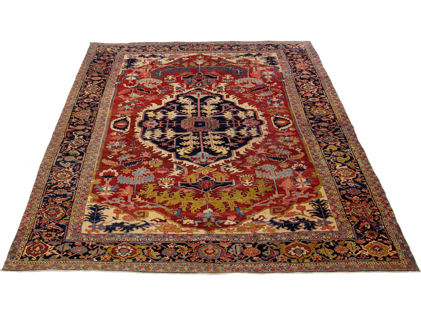 Antique Heriz Wool Rug 9 X 13