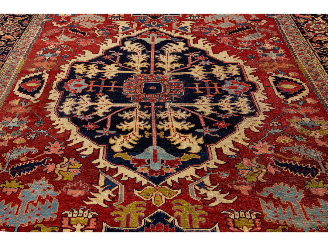 Antique Heriz Wool Rug 9 X 13