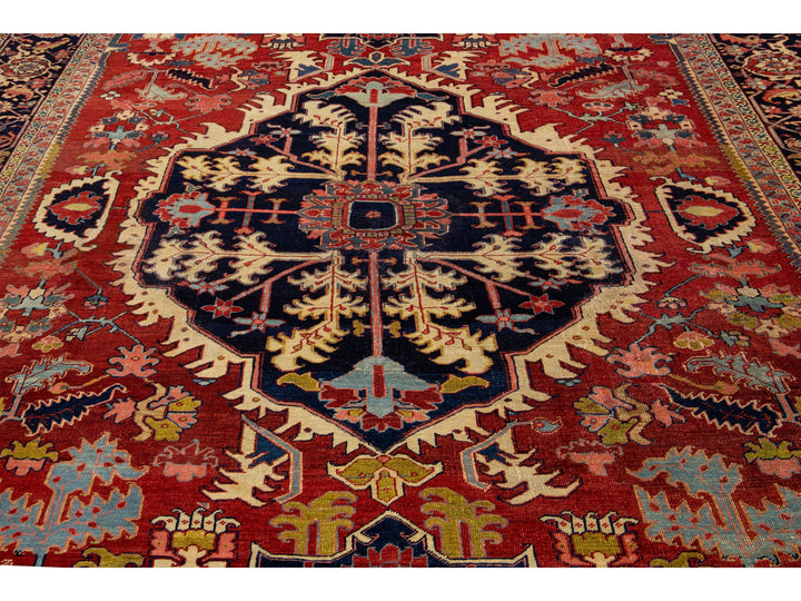 Antique Heriz Wool Rug 9 X 13