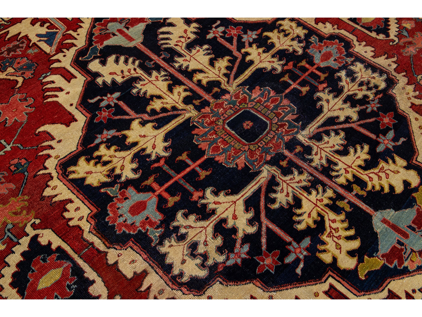 Antique Heriz Wool Rug 9 X 13