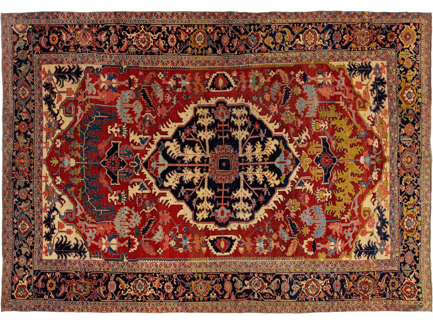 Antique Heriz Wool Rug 9 X 13