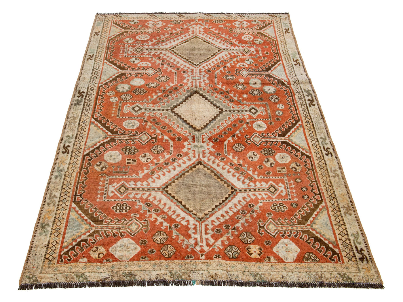 Antique Shiraz Wool Rug 4 X 7