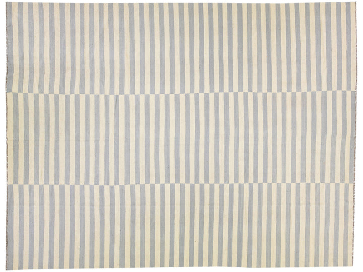 Beige Modern Kilim Flat-Weave Oversize Wool Rug With Allover Pattern
