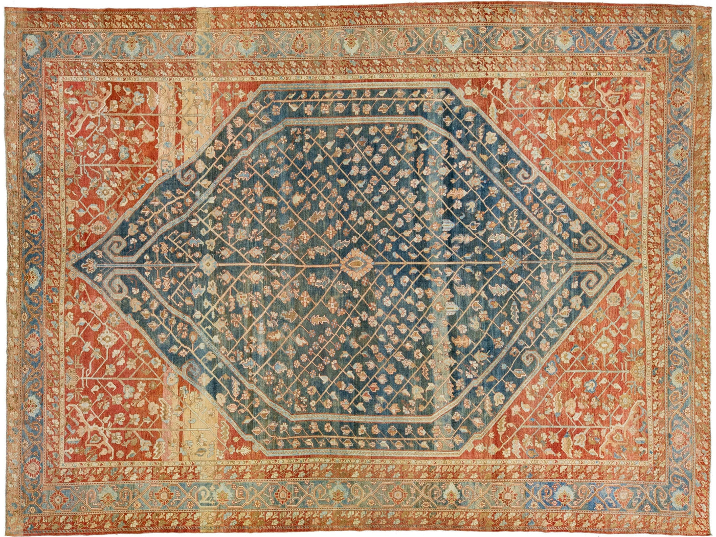 Antique Bakhtiari Wool Rug 15 X 20