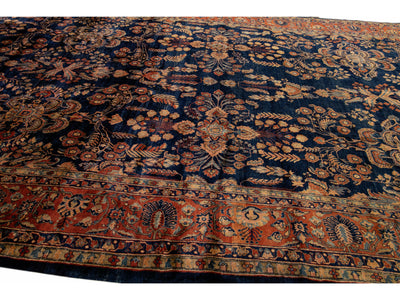 Antique Sarouk Wool Rug 12 X 19