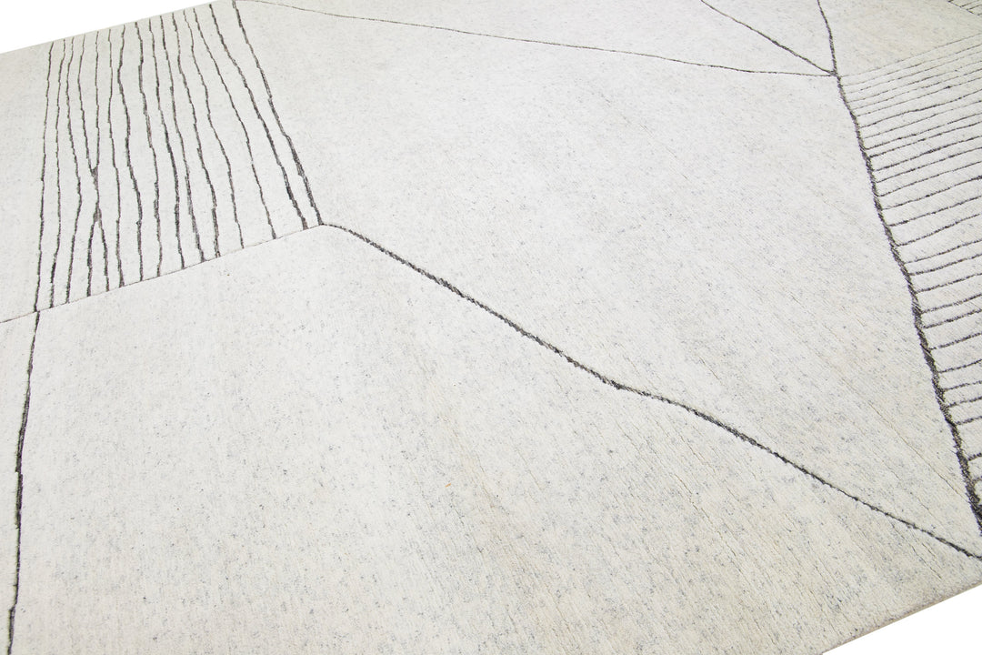 Modern Moroccan Wool Rug 12 X 15