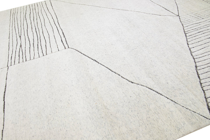 Modern Moroccan Wool Rug 12 X 15