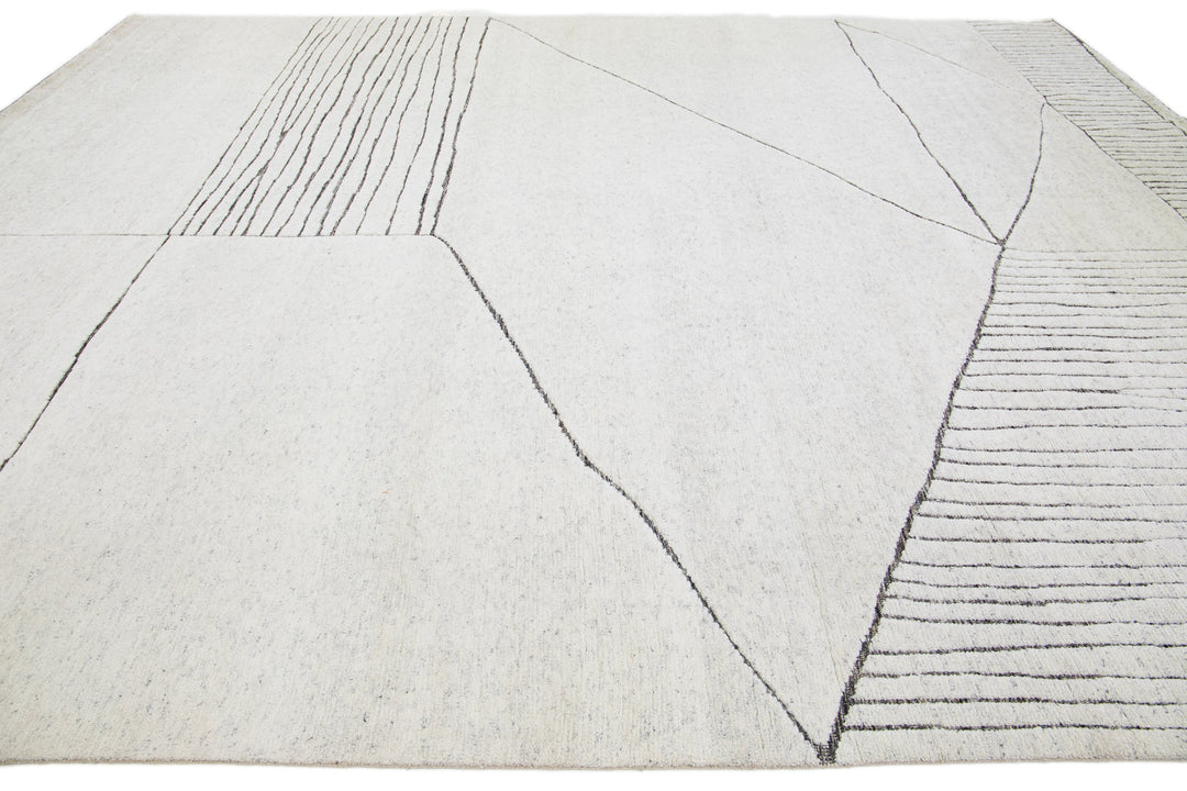 Modern Moroccan Wool Rug 12 X 15