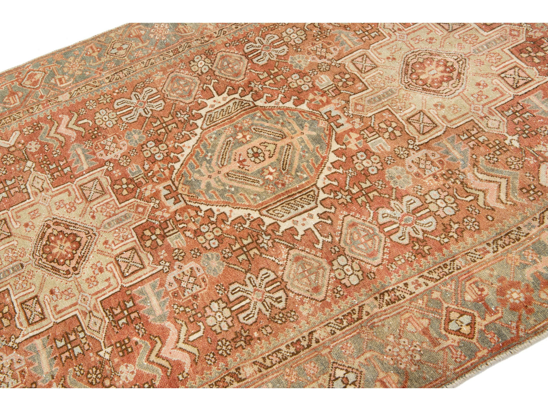 Antique Heriz Wool Rug 5 X 6