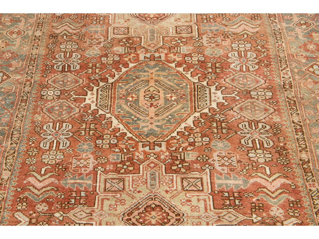 Antique Heriz Wool Rug 5 X 6