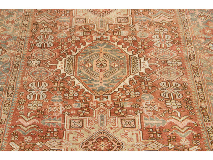 Antique Heriz Wool Rug 5 X 6