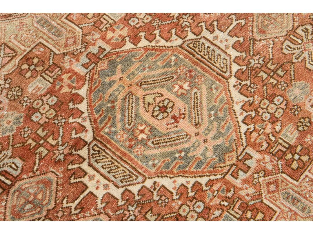 Antique Heriz Wool Rug 5 X 6