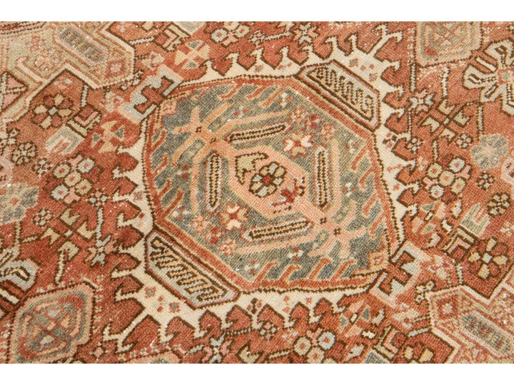 Antique Heriz Wool Rug 5 X 6