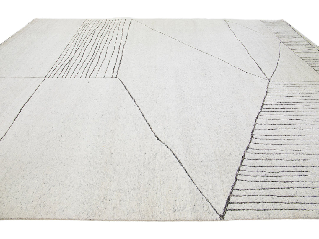 Modern Moroccan Wool Rug 12 X 15