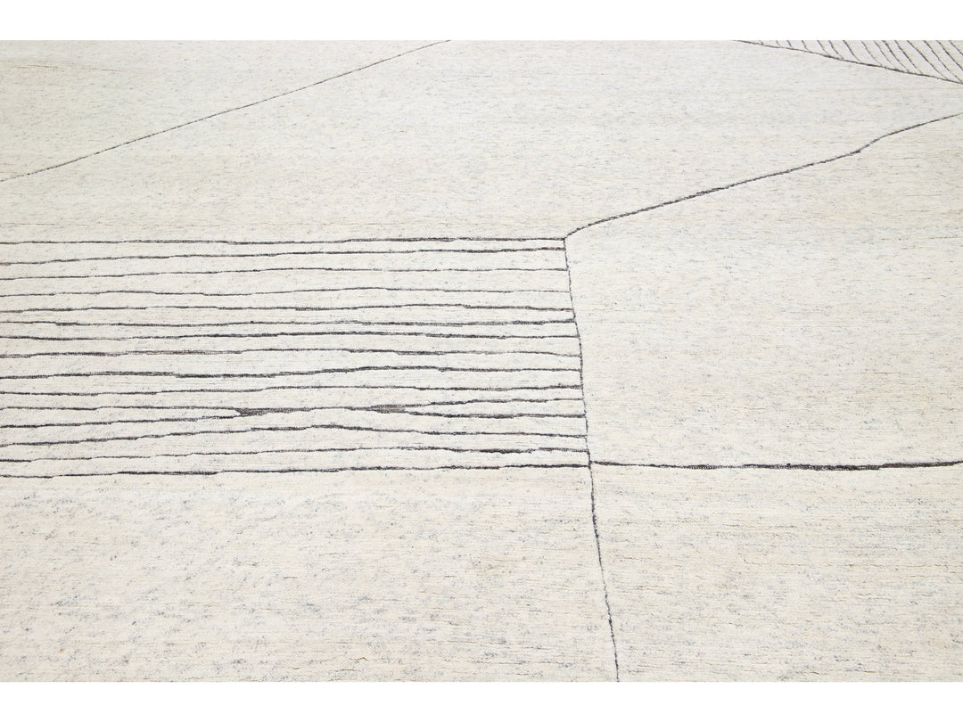 Modern Moroccan Wool Rug 12 X 15