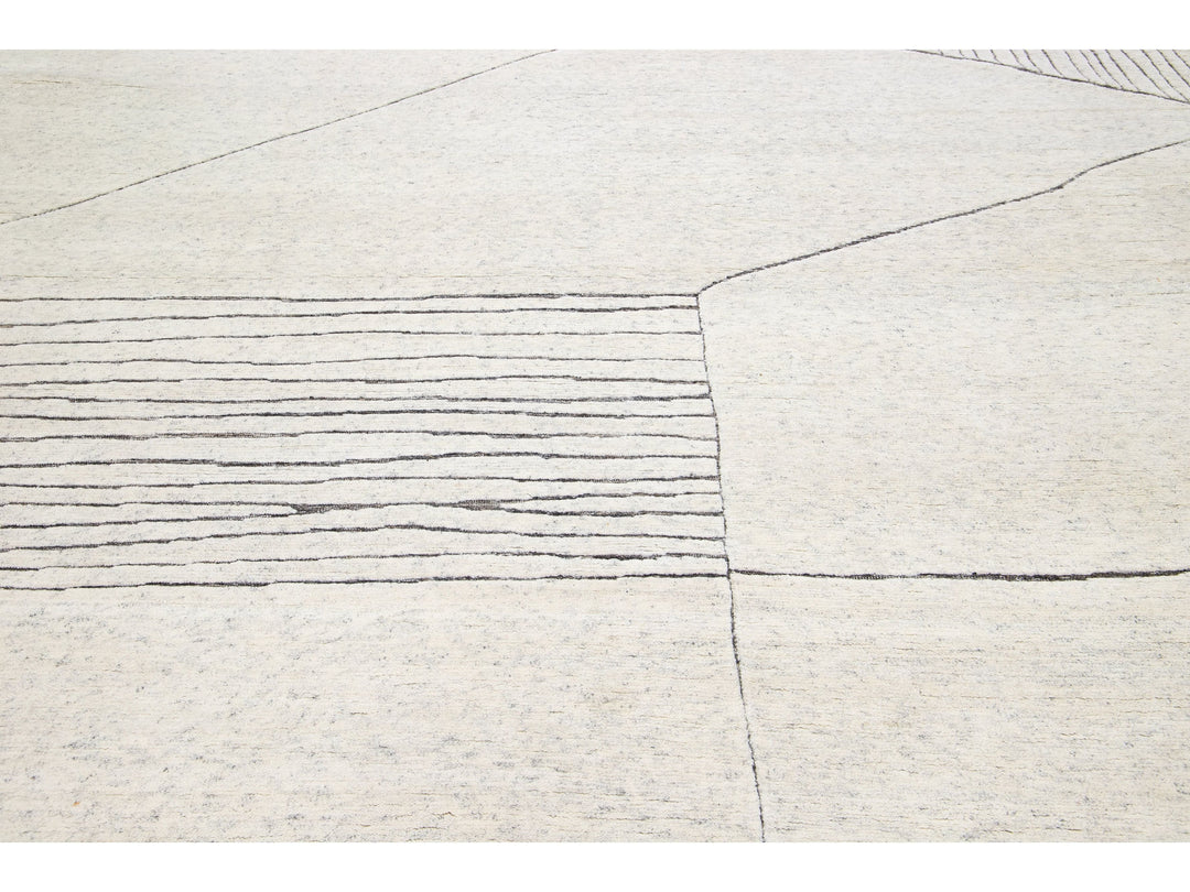 Modern Moroccan Wool Rug 12 X 15