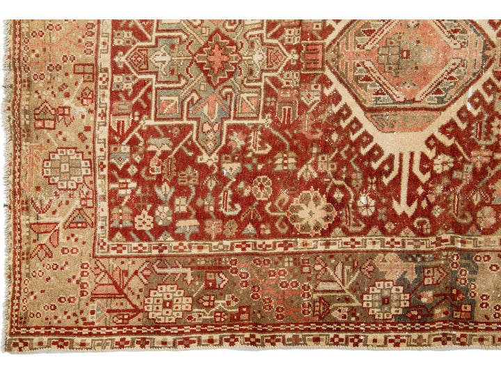 Antique Heriz Wool Rug 5 X 6