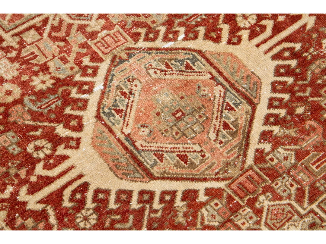 Antique Heriz Wool Rug 5 X 6