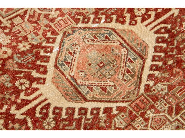 Antique Heriz Wool Rug 5 X 6