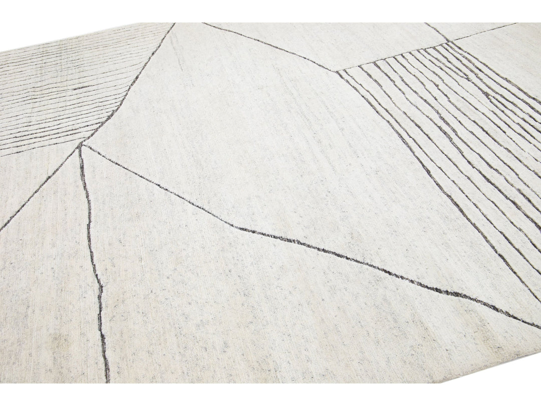 Modern Moroccan Wool Rug 9 X 12