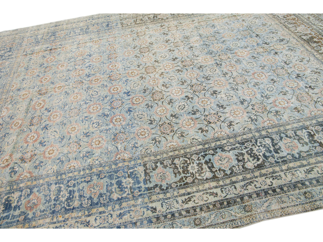 Antique Tabriz Wool Rug 9 X 13