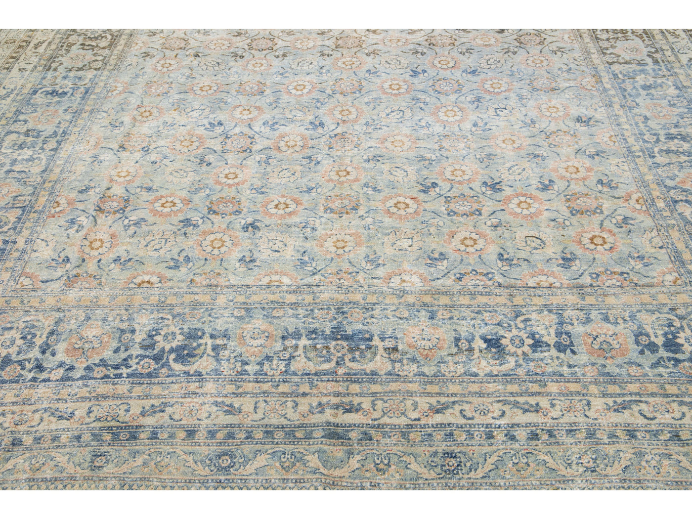 Antique Tabriz Wool Rug 9 X 13