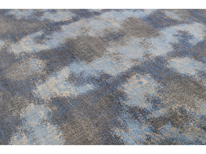 Modern Abstract Wool and Silk Rug 9 X 12