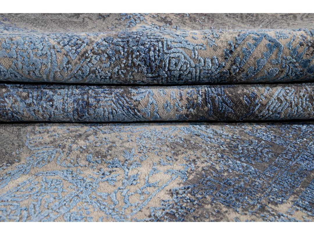 Modern Abstract Wool and Silk Rug 9 X 12