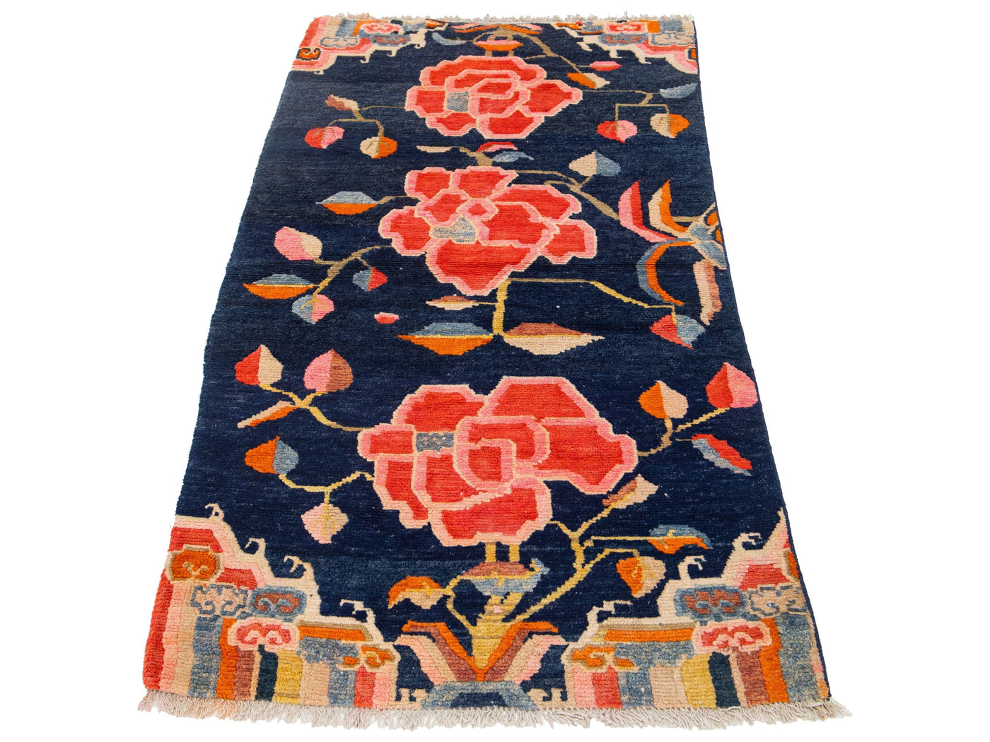 Antique Chinese Art Deco Wool Rug 3 X 5