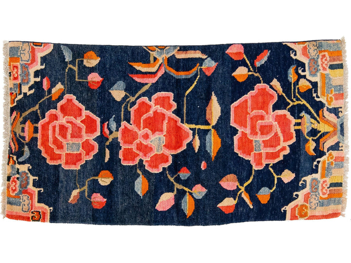 Antique Chinese Art Deco Wool Rug 3 X 5