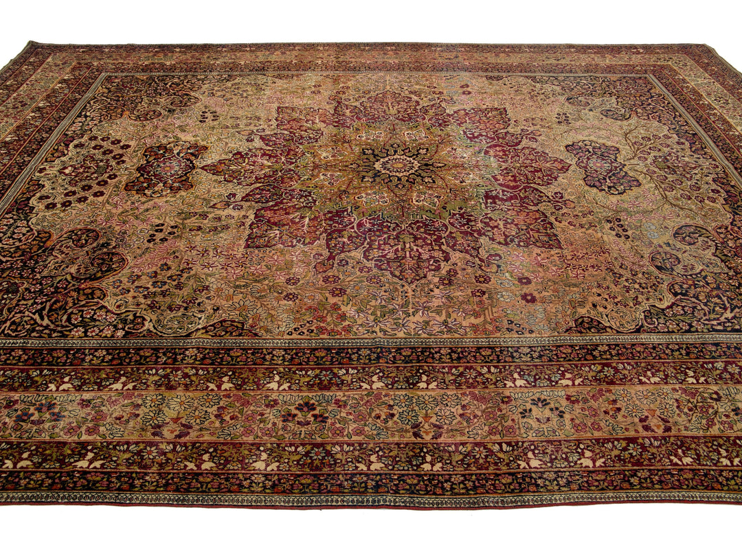 Antique Kerman Wool Rug 10 X 14